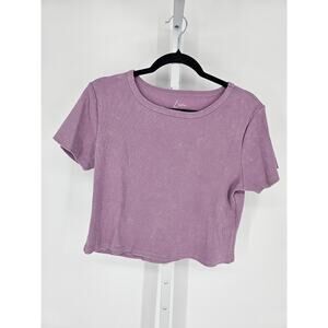 Livi by Olivia Rae Womens Sz L Short Sleeve Cropped T Shirt Lavender Purple